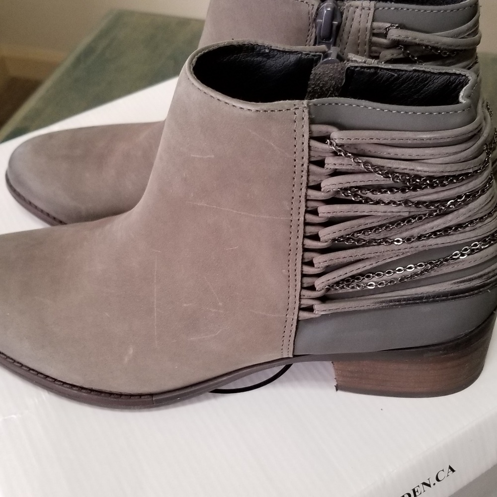 Steve Madden Grey 100% Leather Ankle Boots - Picture 5 of 7